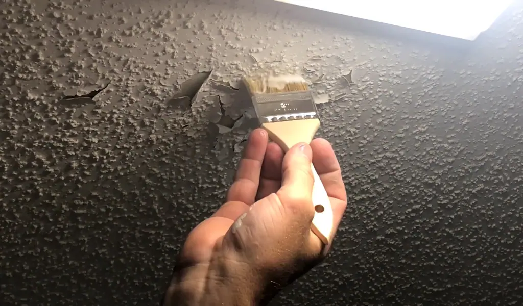 peeling popcorn ceiling in bathroom